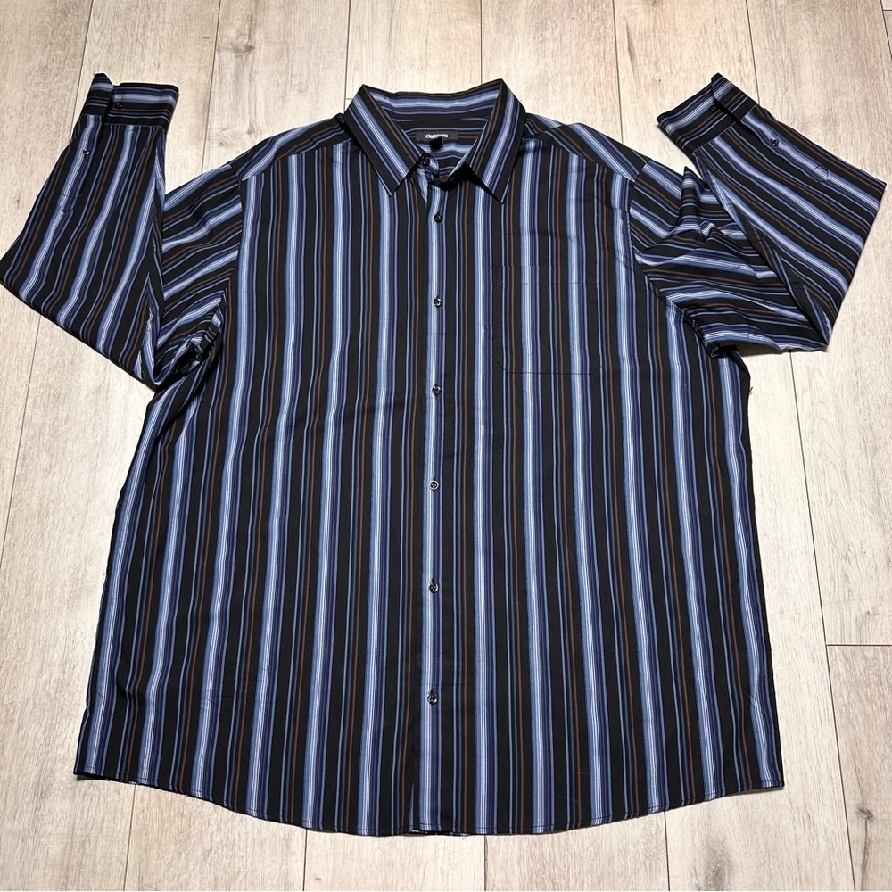 Claiborne Striped Button Up Dress shirt 3XL Classic Lightweight Modern Business